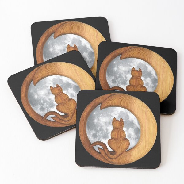 Item preview, Cat Moon carving over Bright Full Moon designed and sold by SignsOfSpirit.