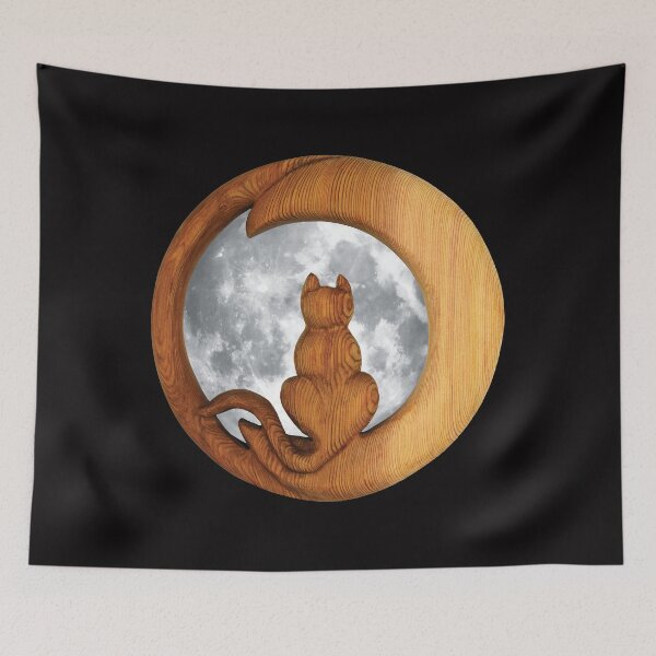 Item preview, Cat Moon carving over Bright Full Moon designed and sold by SignsOfSpirit.