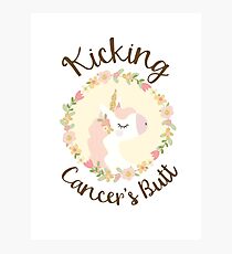 Kicking Cancer's Butt - Cute Unicorn Photographic Print