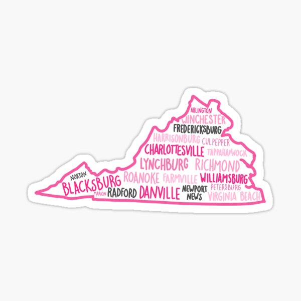 Pink cities including Winchester Sticker