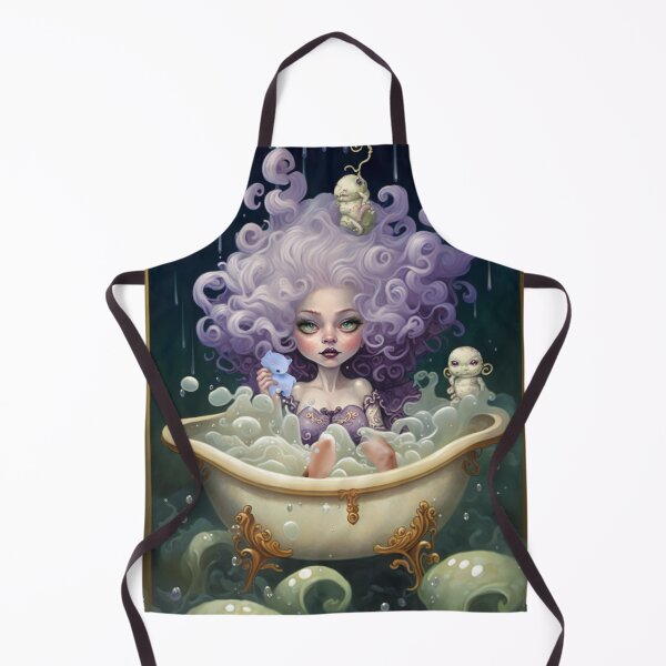 Item preview, Low Brow Art Pop Surrealism Big Eye Girl Portrait Bubble Bath designed and sold by Art.Fusion.Studio.