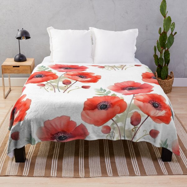 Item preview, Amapolas rojas silvestres Flor de amapola Floral Acuarela Patrón de flores silvestres Verano brillante y edificante designed and sold by ClairesPatterns.