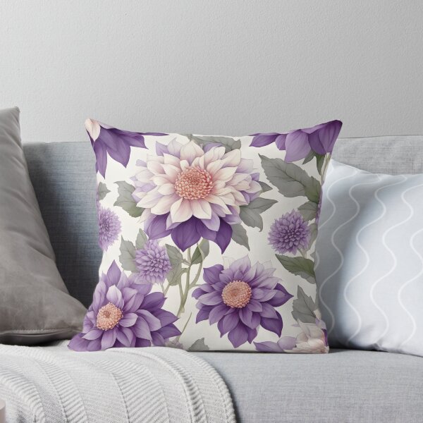 Item preview, Cheerful Watercolor Purple Dahlias Flowers Floral Patterns designed and sold by Wonder Of Light.