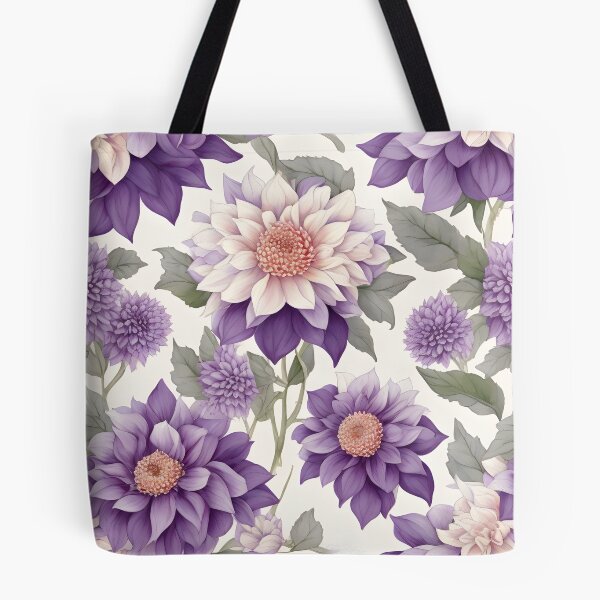 Item preview, Cheerful Watercolor Purple Dahlias Flowers Floral Patterns designed and sold by Wonder Of Light.