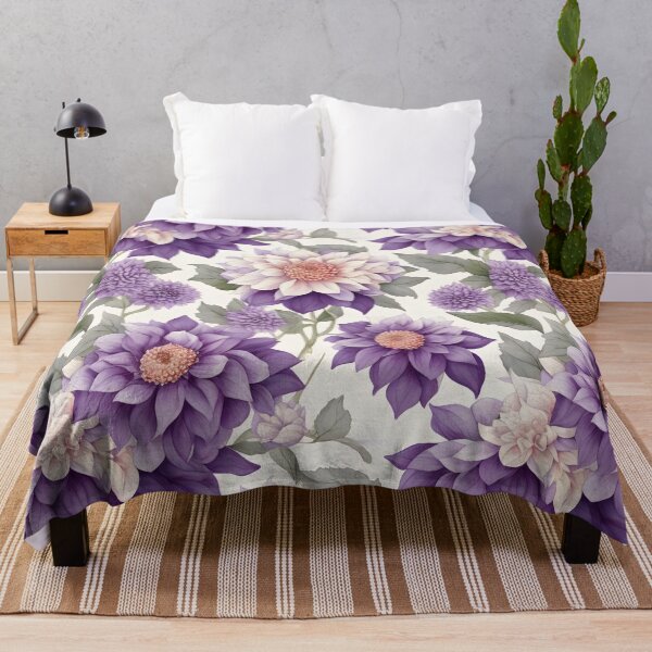Item preview, Cheerful Watercolor Purple Dahlias Flowers Floral Patterns designed and sold by Wonder Of Light.
