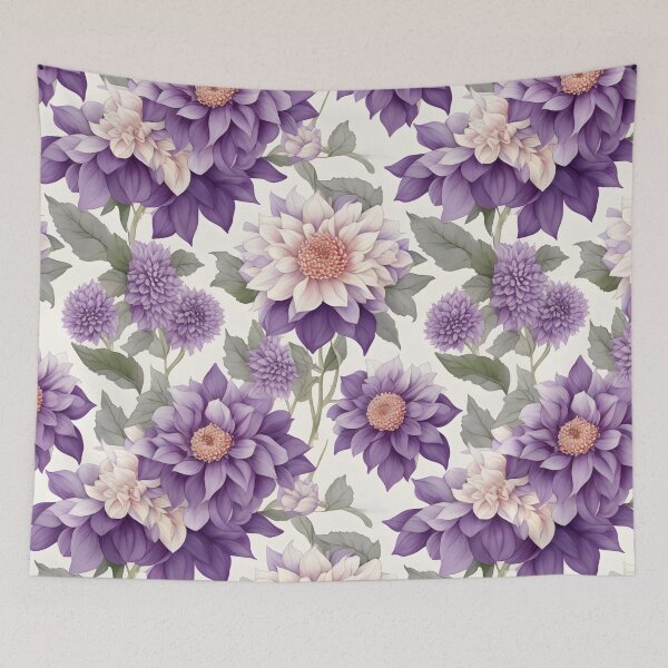 Item preview, Cheerful Watercolor Purple Dahlias Flowers Floral Patterns designed and sold by Wonder Of Light.