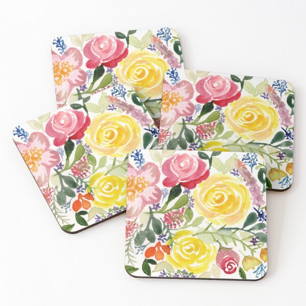 Item preview, Yellow Pink Rose Bouquet designed and sold by CreativeRootsStudio.