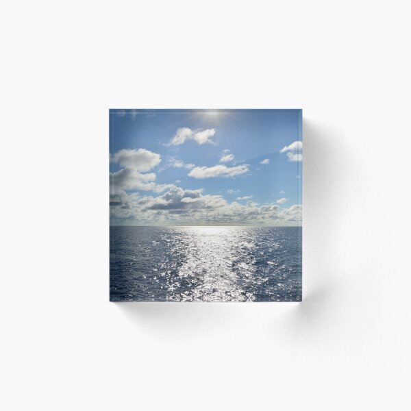 Bright Sunny Ocean Horizon Acrylic Block