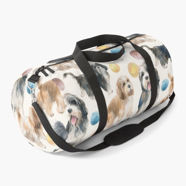 Artikelvorschau, Hunderasse des tibetischen Terriers, die mit Bällen spielt entworfen und verkauft von Alessandro Remo Mazzoni Remotextiles.