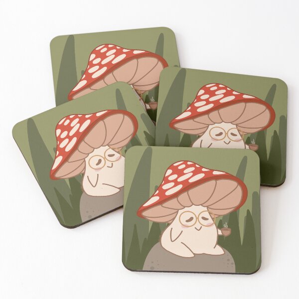Item preview, Cute Sleepy Mushroom Enjoying Some Tea designed and sold by comfycozyshop.