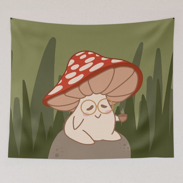 Item preview, Cute Sleepy Mushroom Enjoying Some Tea designed and sold by comfycozyshop.