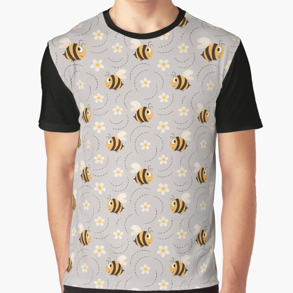 Aperçu de l'œuvre Motif amusantes abeilles et fleurs vintage créée et vendue par ZenNature.