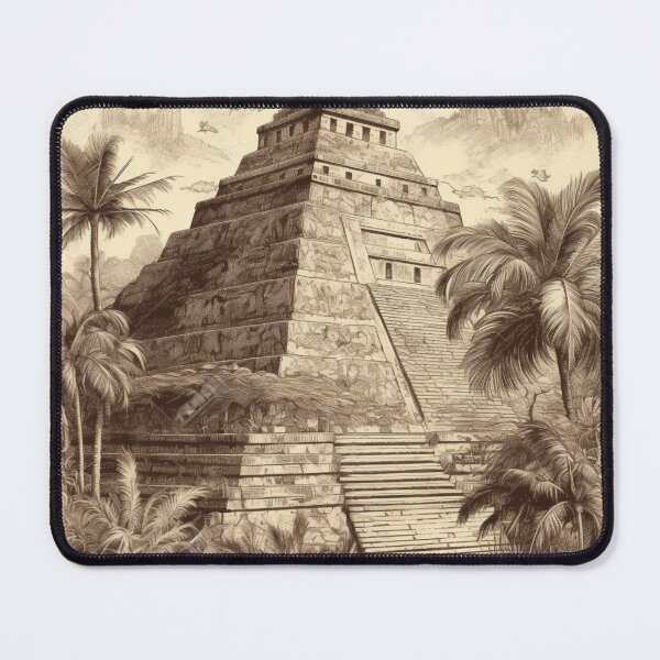 Item preview, Aztec Pyramid Temple, Illustration, Vintage Retro  designed and sold by tonyram4219.