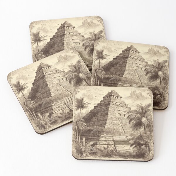Item preview, Aztec Pyramid Temple, Illustration, Vintage Retro  designed and sold by tonyram4219.
