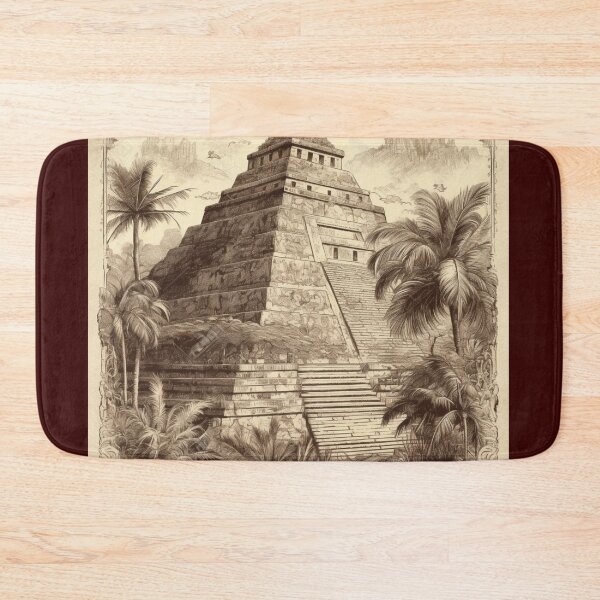 Item preview, Aztec Pyramid Temple, Illustration, Vintage Retro  designed and sold by tonyram4219.