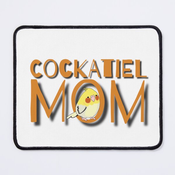 Aperçu de l'œuvre Cockatiel Mom - Pudgy Bird - White, Yellow & Orange Lutino Cockatiel w / Orange Lettering créée et vendue par remyandtutu.