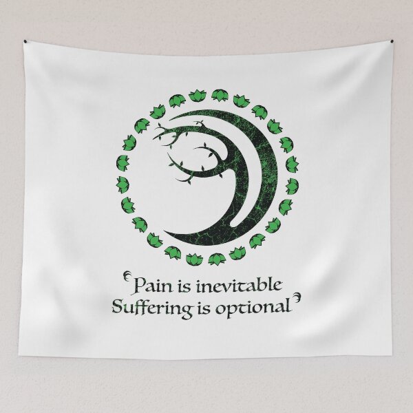 Item preview, Bodhi Tree Crescent Moon Black Over Green Distress Pain designed and sold by Gnartist.