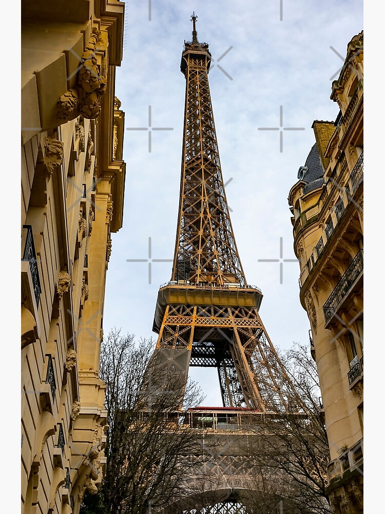 Discover View of Eiffel Tower between Buildings Premium Matte Vertical Poster