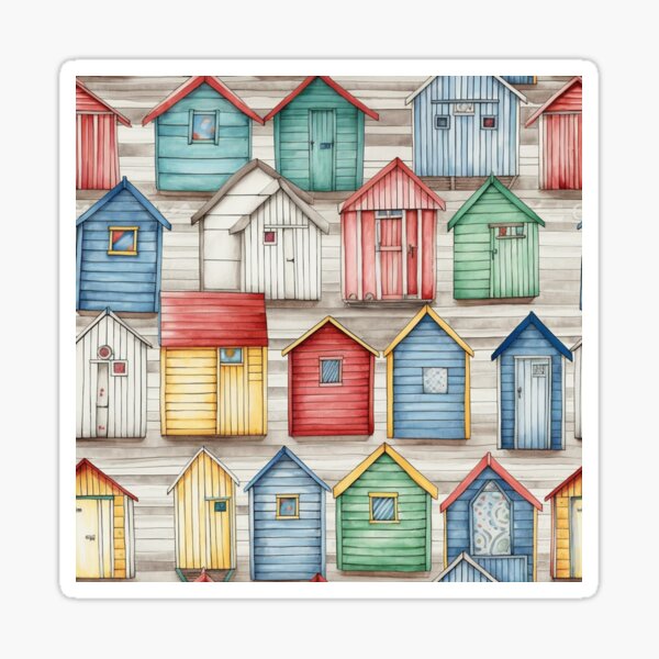 Aperçu de l'œuvre Cabanes de plage colorées créée et vendue par StrictlyStellar.