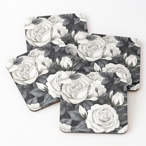 Item preview, White Rose Tile Pattern designed and sold by CreationsByMatt.