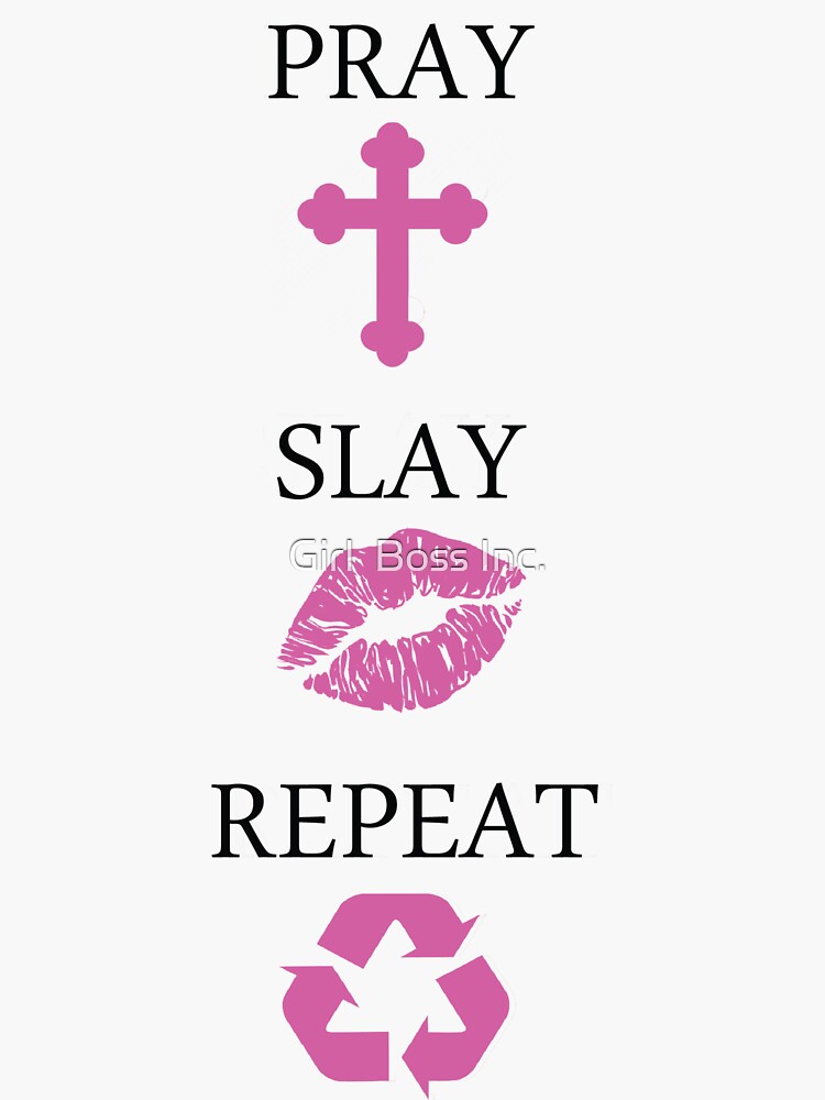 Thumbnail 3 of 3, Sticker, Pray Slay Repeat designed and sold by emilyh6139.