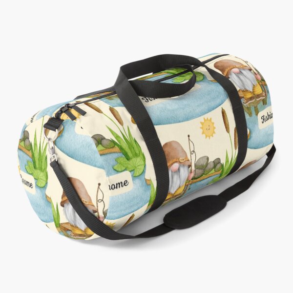 Item preview, summer fishing garden gnome by a pond of water. designed and sold by LGMmugsdesign.