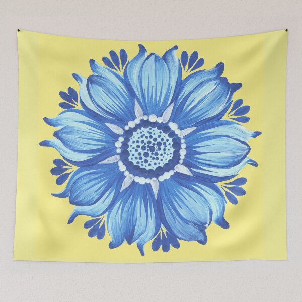 Item preview, Ukrainian art Petrykivka art Ukrainian flower blue designed and sold by Sunflower-7.