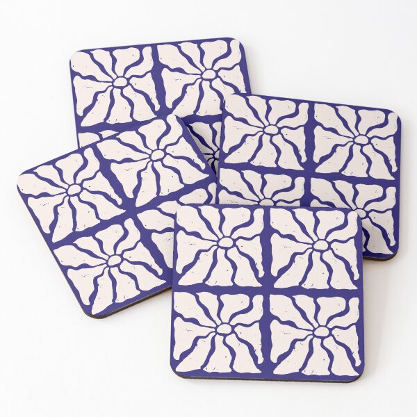 Item preview, Indigo and vanilla flower print vintage sixties  designed and sold by Freewheeling.