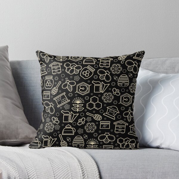 Item preview, Motif abeilles et ruche vintage sur fond noir designed and sold by ZenNature.