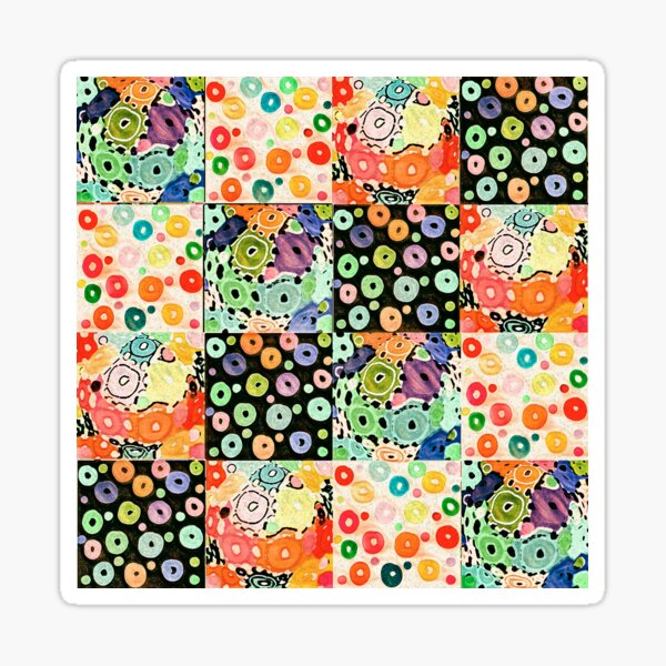COLORFUL CIRCLES IN SQUARES Sticker