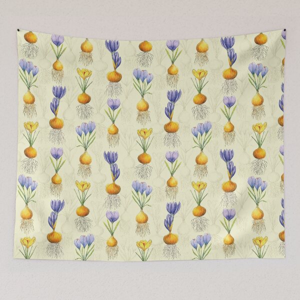 Item preview, Yellow and Purple Spring Crocuses Watercolor Botanical Pattern designed and sold by AlicjaCurioseur.