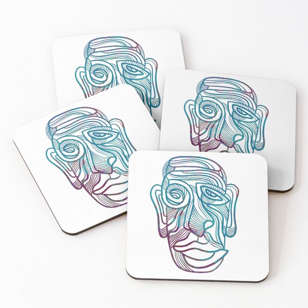 Item preview, Abstract face #16 - blue and purple line drawing designed and sold by DaveDanchuk.