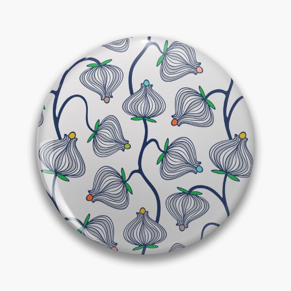 Item preview, GARDEN BURST Fun Playful Floral Botanical Vines with Bulb Flowers in Dark Blue Gray and Bright Multi-Colours - UnBlink Studio by Jackie Tahara designed and sold by Jackie Tahara of UnBlink Studio.