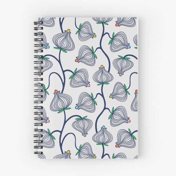 Item preview, GARDEN BURST Fun Playful Floral Botanical Vines with Bulb Flowers in Dark Blue Gray and Bright Multi-Colours - UnBlink Studio by Jackie Tahara designed and sold by Jackie Tahara of UnBlink Studio.