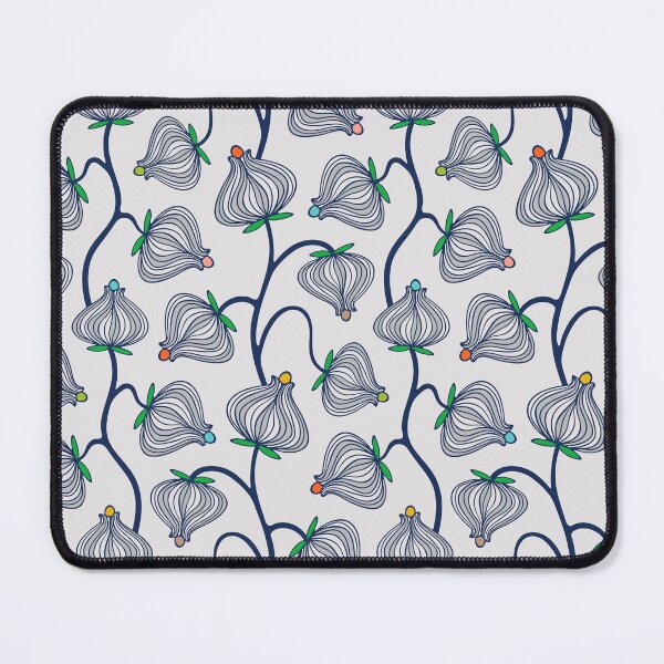 Item preview, GARDEN BURST Fun Playful Floral Botanical Vines with Bulb Flowers in Dark Blue Gray and Bright Multi-Colours - UnBlink Studio by Jackie Tahara designed and sold by Jackie Tahara of UnBlink Studio.
