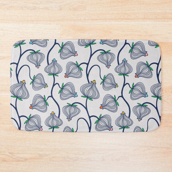 Item preview, GARDEN BURST Fun Playful Floral Botanical Vines with Bulb Flowers in Dark Blue Gray and Bright Multi-Colours - UnBlink Studio by Jackie Tahara designed and sold by Jackie Tahara of UnBlink Studio.
