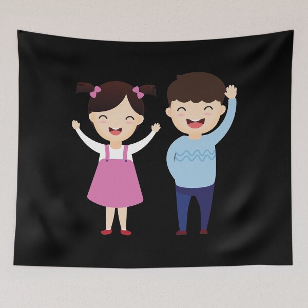 Item preview, Cartoon for two girl children and a boy designed and sold by norieganida.