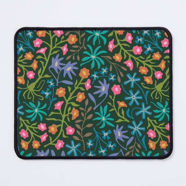 Item preview, FLORIBUNDA Garden Party Flat Lay Abstract Floral Botanical Pattern in Bright Multi-Colours on Dark Teal - UnBlink Studio by Jackie Tahara designed and sold by Jackie Tahara of UnBlink Studio.