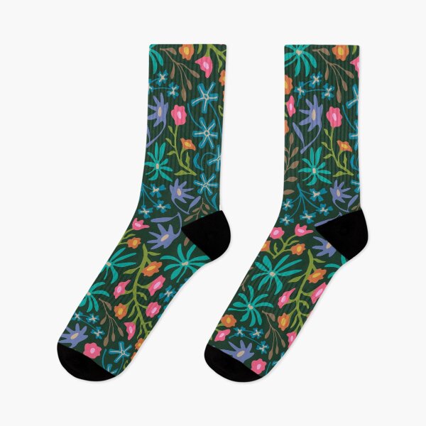 Item preview, FLORIBUNDA Garden Party Flat Lay Abstract Floral Botanical Pattern in Bright Multi-Colours on Dark Teal - UnBlink Studio by Jackie Tahara designed and sold by Jackie Tahara of UnBlink Studio.