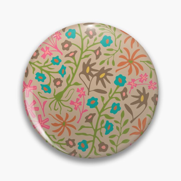 Item preview, FLORIBUNDA Garden Party Flat Lay Abstract Floral Botanical Pattern in Warm Earthy Multi-Colours on Sand Beige - UnBlink Studio by Jackie Tahara designed and sold by Jackie Tahara of UnBlink Studio.