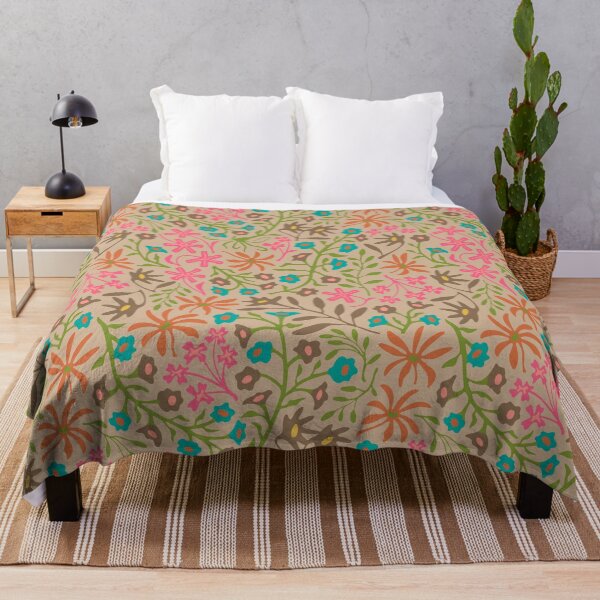 Item preview, FLORIBUNDA Garden Party Flat Lay Abstract Floral Botanical Pattern in Warm Earthy Multi-Colours on Sand Beige - UnBlink Studio by Jackie Tahara designed and sold by Jackie Tahara of UnBlink Studio.