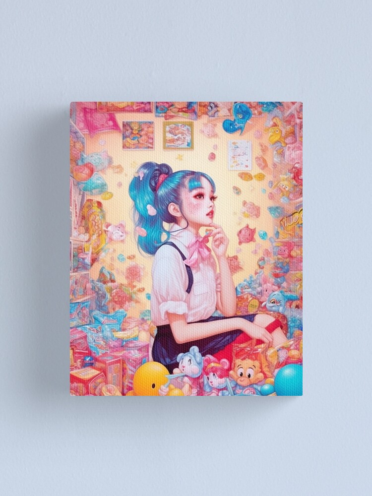 Fun Harajuku Anime Girl Portrait in Candy Shop | Poster