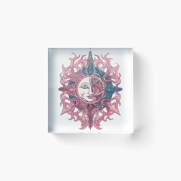 Item preview, Pink and Blue Intricate Linework Sun designed and sold by MizarPixelArt.