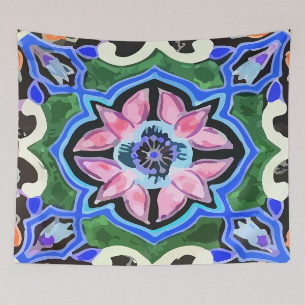 Item preview, Pink flower Puebla mexican style talavera tile designed and sold by T-Mex.