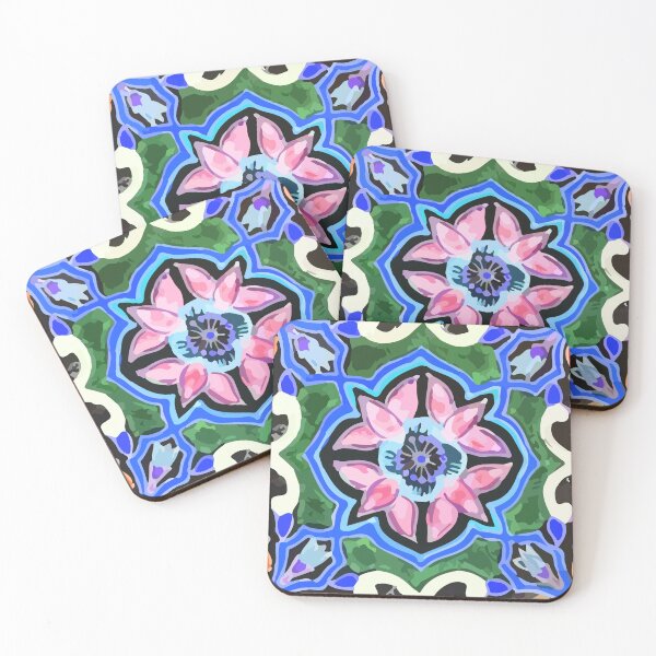 Item preview, Pink flower Puebla mexican style talavera tile designed and sold by T-Mex.
