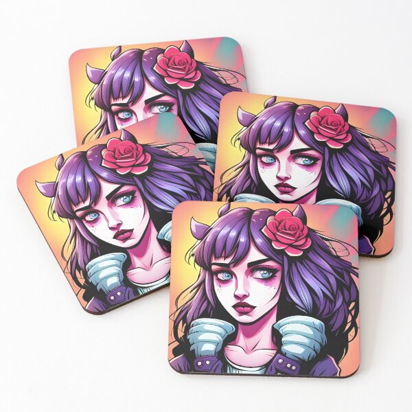 Item preview, Purple Haired Girl With A Rose In Her Hair designed and sold by CuriousHeart.