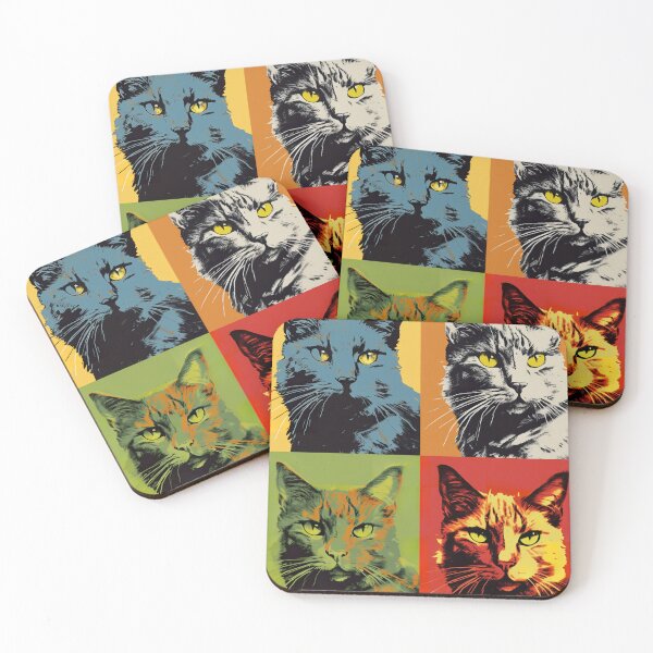 Item preview, Nine Lives in Technicolor Warhol Style Cats designed and sold by GMMDESIGNS21.