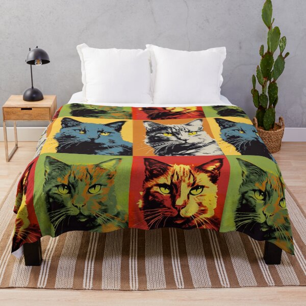 Item preview, Nine Lives in Technicolor Warhol Style Cats designed and sold by GMMDESIGNS21.