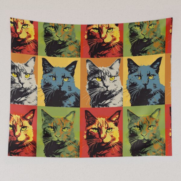 Item preview, Nine Lives in Technicolor Warhol Style Cats designed and sold by GMMDESIGNS21.