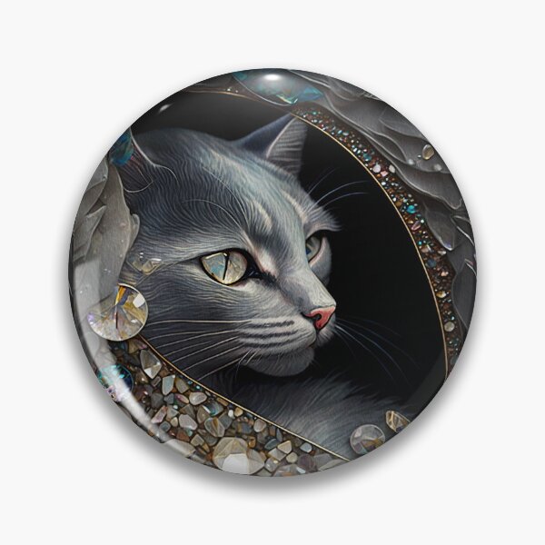 Item preview, Grey Gemstone Cat, Iridescent Glittery Gems designed and sold by GemstoneandLeaf.